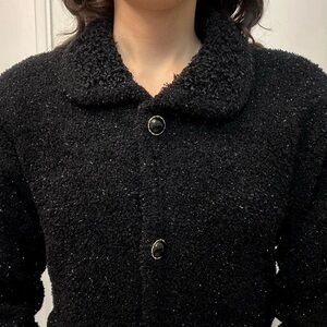 Vintage Black Sparkly Button Up Lightweight Jacket
